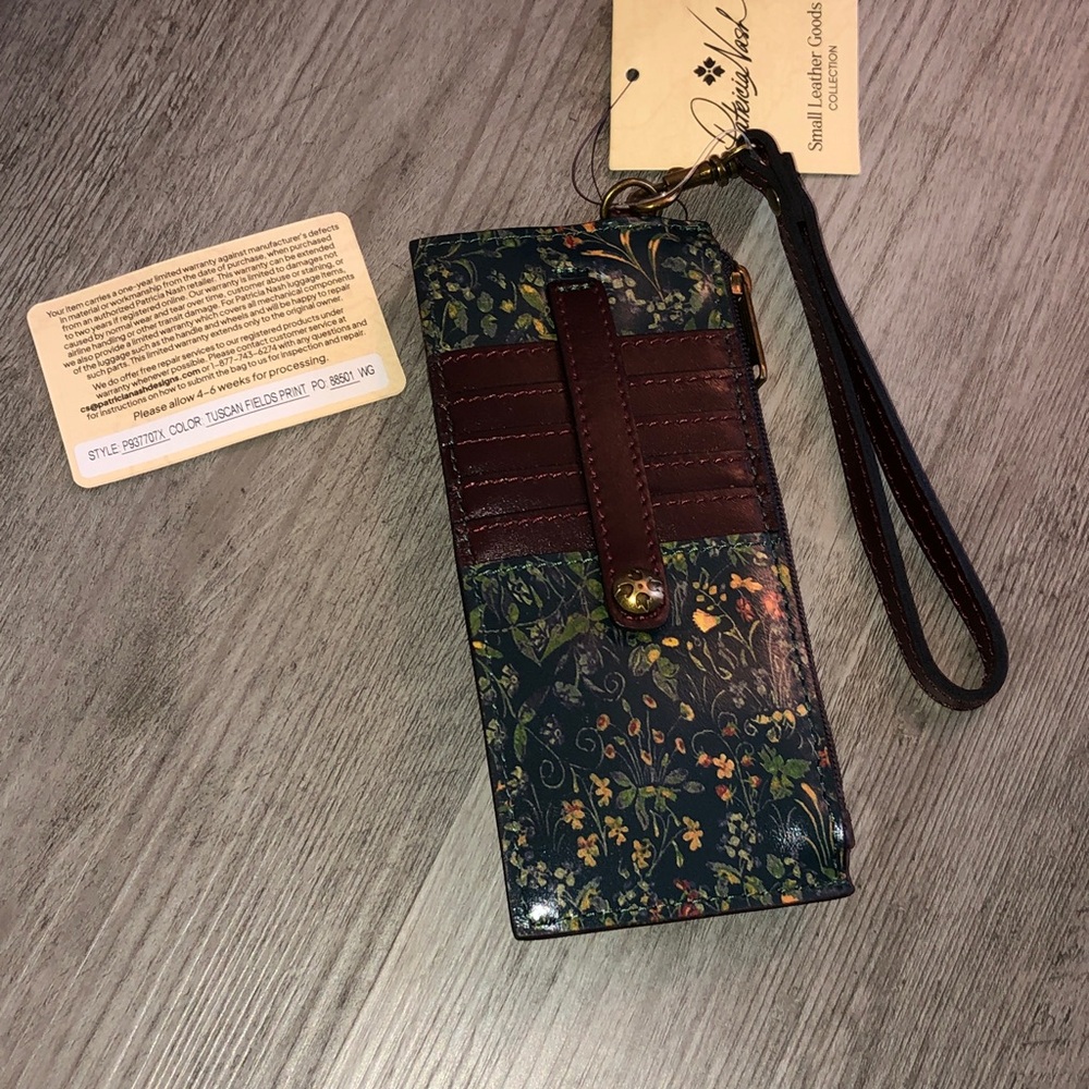 Patricia Nash Alanna Tuscan Fields Leather Card Wallet/Wristlet NWT & Card